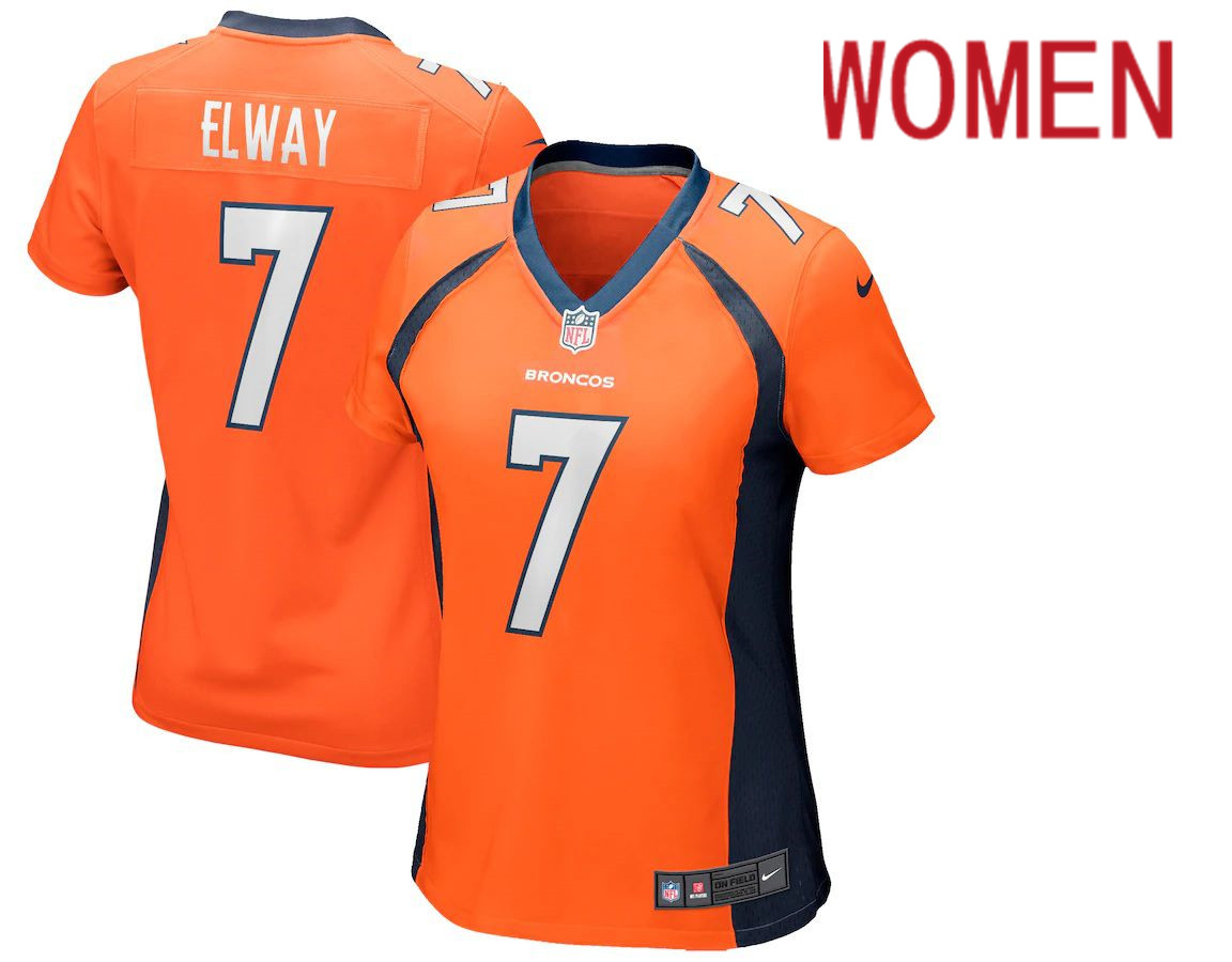Women Denver Broncos 7 John Elway Nike Orange Game Retired Player NFL Jersey